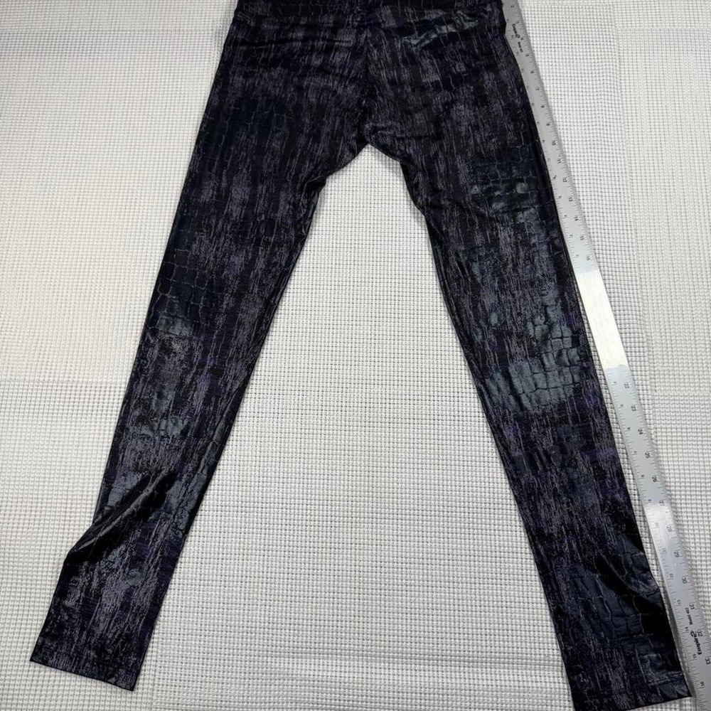 Guess Metallic Croc Print Leggings XS Purple Black Y2K Stretch Pants